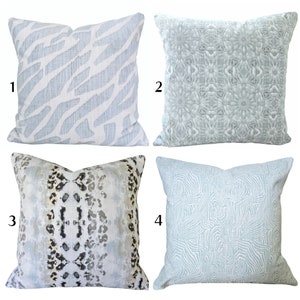 Mineral Blue Pillow COVERS Blue Throw Pillow Cushion Modern Prints Slub Canvas Linen Like, Blue Pillow Case, All Sizes, Mix and Match