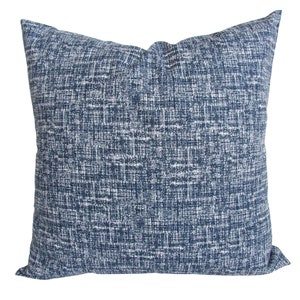 Navy Blue Farmhouse Pillow Cover: Two-Toned Italian Denim Cushion