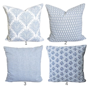 Blue Coastal Pillows Nautical Cushion Covers French Blue Bedding Euro Shams Slub Canvas Textured Cottage Soft Blue White All Sizes Lumbars