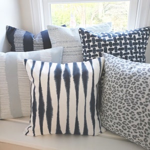 Choose One or More-OUTDOOR Navy, Mineral Blue Pillow COVERS-Beach Cushion-Cottage Porch Pillow, Outdoor Pillows- Deck Boat Cushion Accent