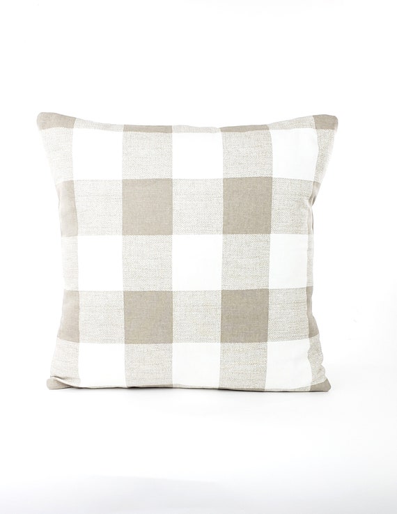 Tan Buffalo Check Throw Pillow Cover Neutral Farmhouse Gingham Etsy