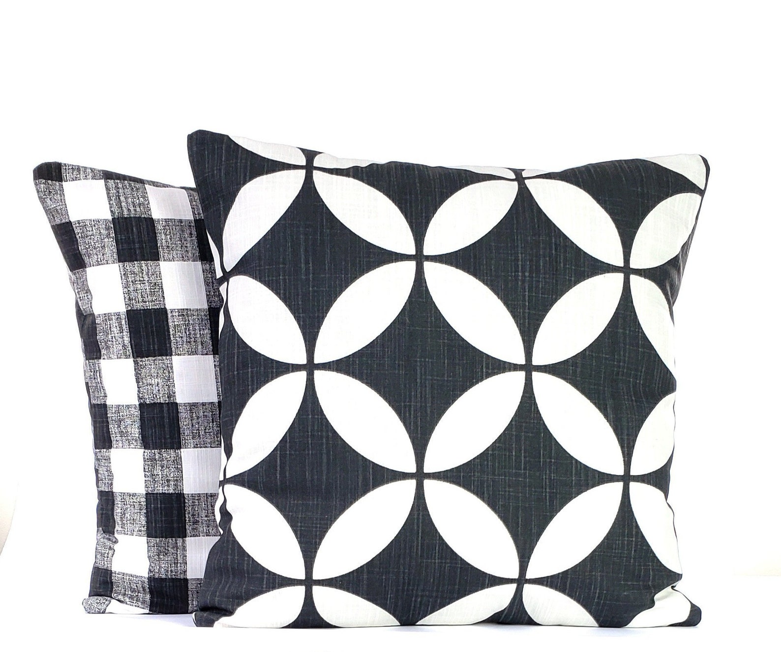 Black White Bold Modern Farmhouse Pillow Cover Geometric Etsy