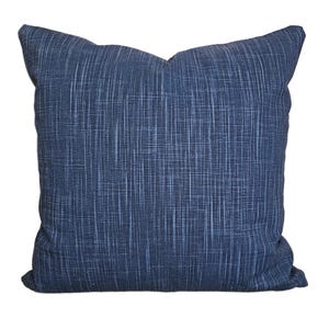 Dark Navy Blue Pillow Cover: Textured Cotton Cottage Decor