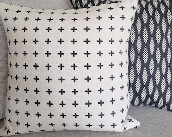 Natural LinenTan Black Plus Pattern, Neutral Bed Shams Farmhouse Style Modern