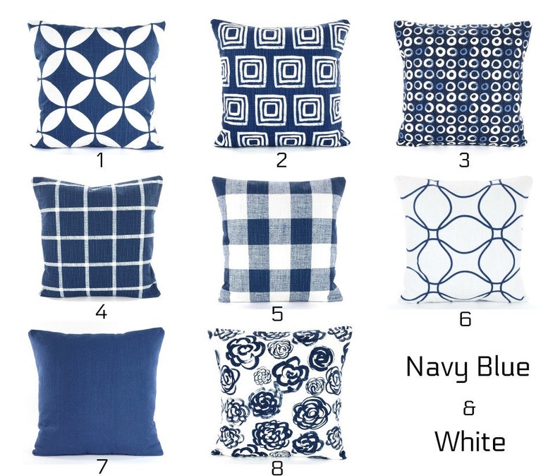 Blush Pink Navy Decorative Throw Pillow COVER Navy Floral Etsy