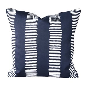OUTDOOR Navy Pillow Cover Striped Coastal Beach Cushion Porch Pillow Navy White Stripe Cottage Deck Boat Cushion Accent Throw Pillows