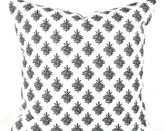 White Black Pillow COVER, Textured Small Print Slub Linen Canvas, Block Print Patterned Pillow, Designer Urban Modern Pillow Euro Shams