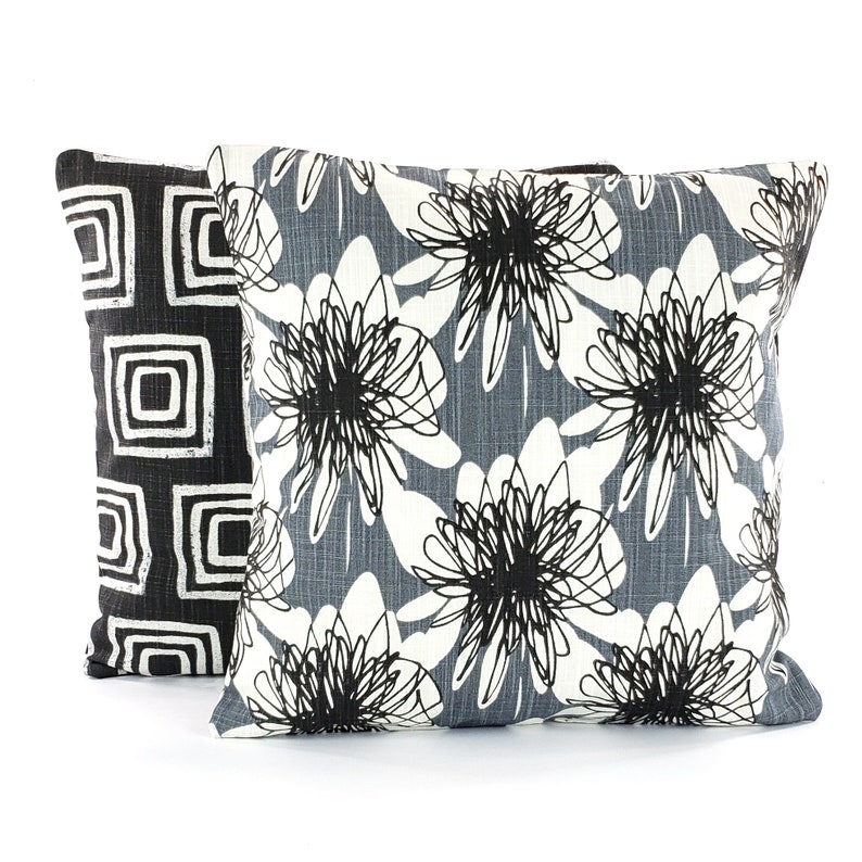Gray Black Decorative Throw Pillow Coverstoss Pillow Etsy UK
