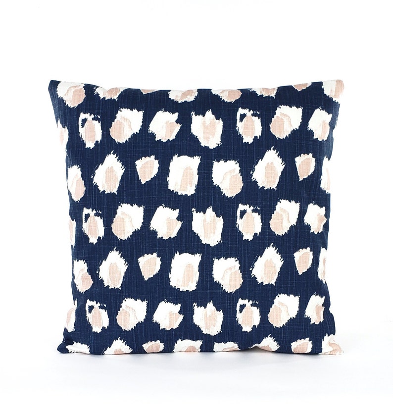 Navy Blush Pink Throw Pillow Blue Decorative Cushion Cover Etsy