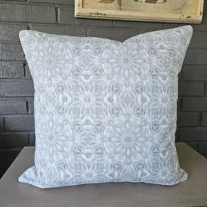 Mineral Blue Pillow COVER Slub Linen Light Blue Print Ikat Euro Shams Medallion Sofa Couch Decorative Modern Throw Pillows