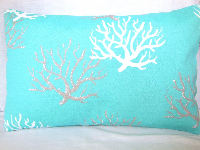 Aqua Gray Outdoor Nautical Throw Pillow Cover Beach Decor Aqua Etsy