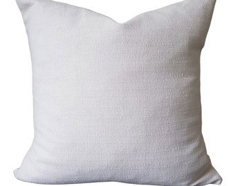 White Linen Blend Pillow Cover, Textured Slub Canvas Cushion, Neutral, Off White Accent Pillows, Cream Euro Shams Bedding