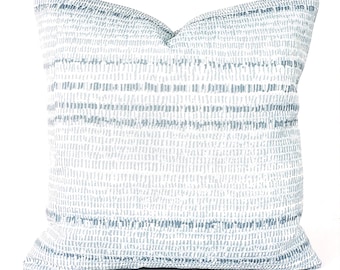 Blue Stripe Outdoor Pillow Cover: Light Mineral Caine Stripe