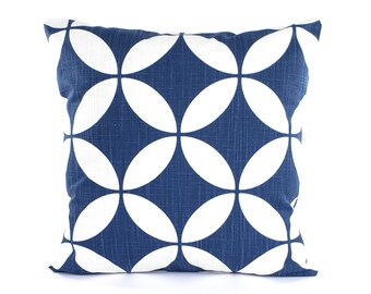 Navy Bold Geometric Throw Pillow Modern Cushion Cover Designer Toss Accent Designer  Blue Denim Bedding Couch Sofa Pillow Gift SeamsToMe23