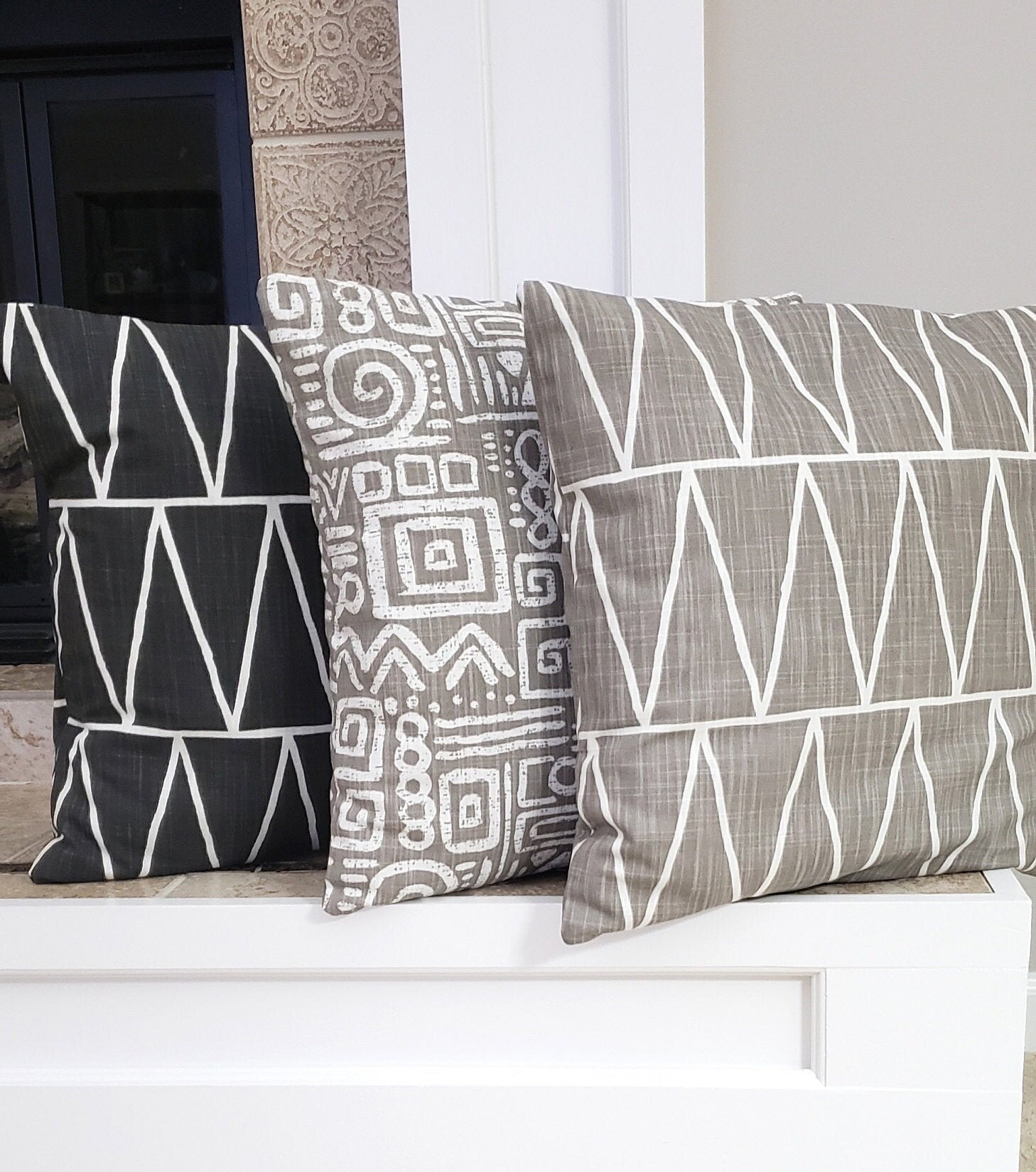 Black Taupe PillowTan Decorative Throw Pillow COVER Etsy