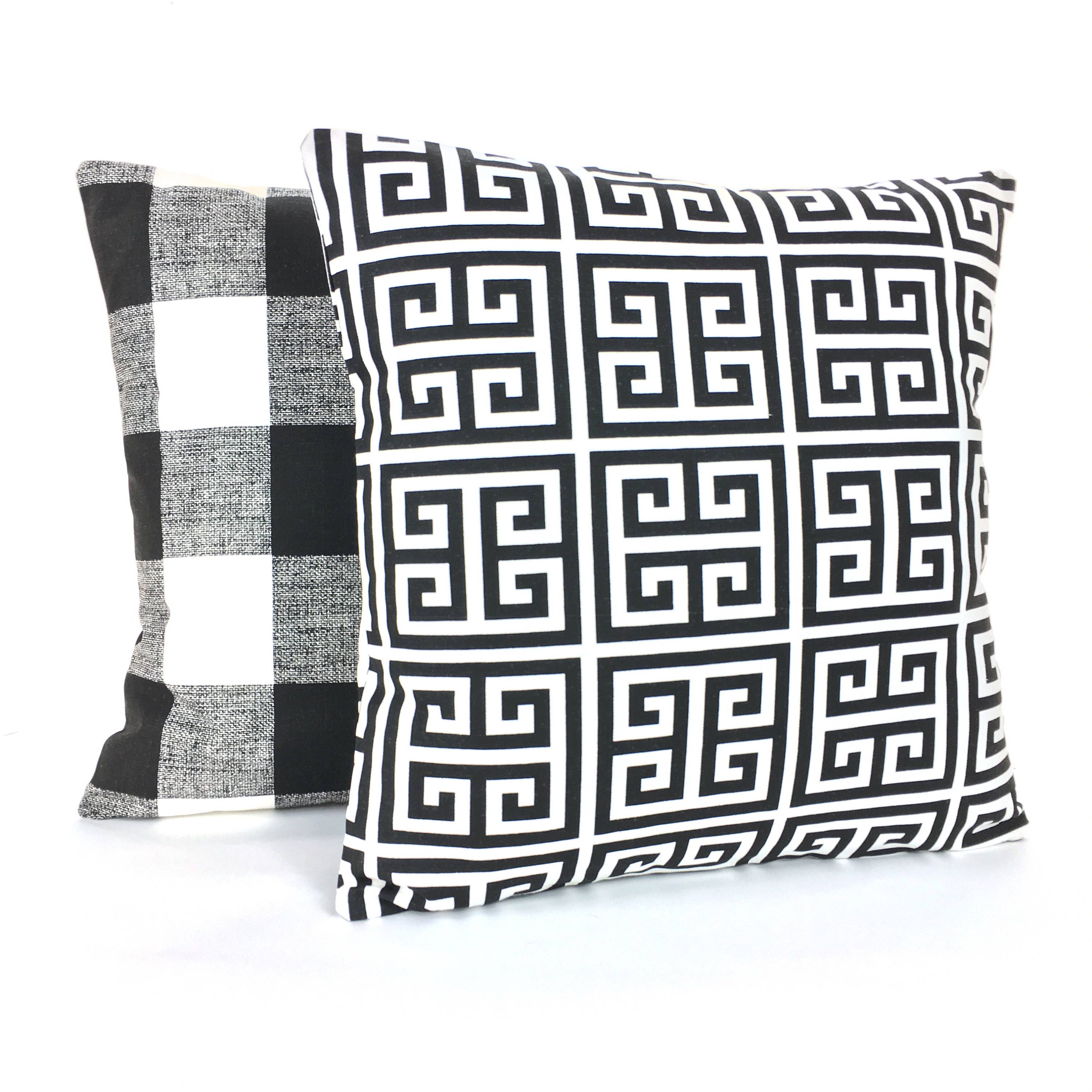 Farmhouse Buffalo Check Black White Throw Pillow Cover Black Etsy