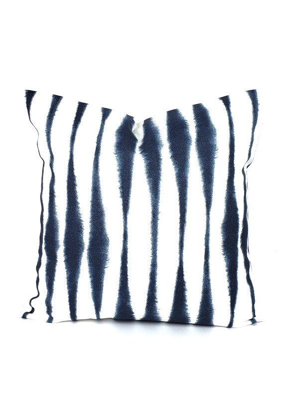 OUTDOOR Pillow COVERS Navy Blue White Striped Cover Patio Etsy