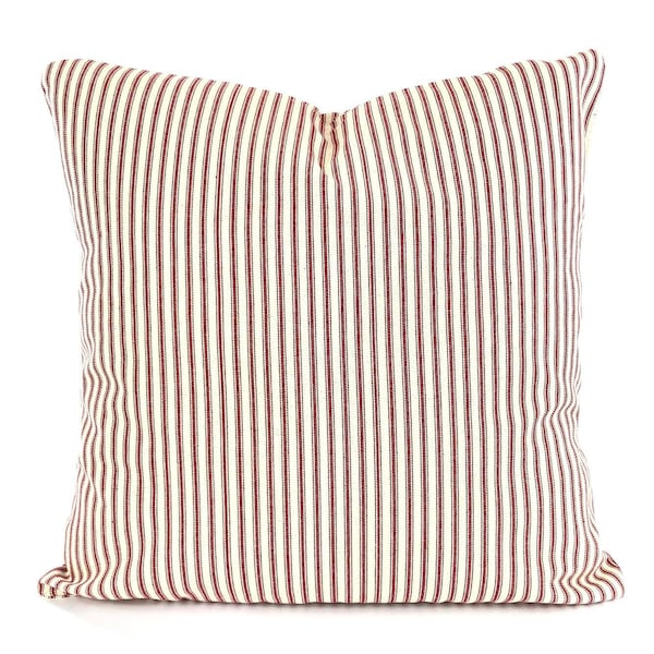 Christmas Pillow Red Natural Stripe Cushion Cover Red Ticking Holiday Pillow Red Pillowcase Throw Pillow COVER