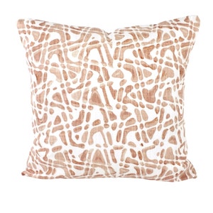 Terracotta Pillow COVER, Clay Pillow Fall Pillows, Modern Designer Print Cushion, Slub Canvas Linen Like, Terracotta Print