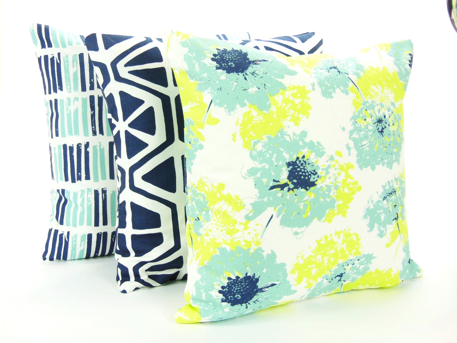 Aqua Lime Green Throw Pillow Cushion Cover Spa Blue Etsy