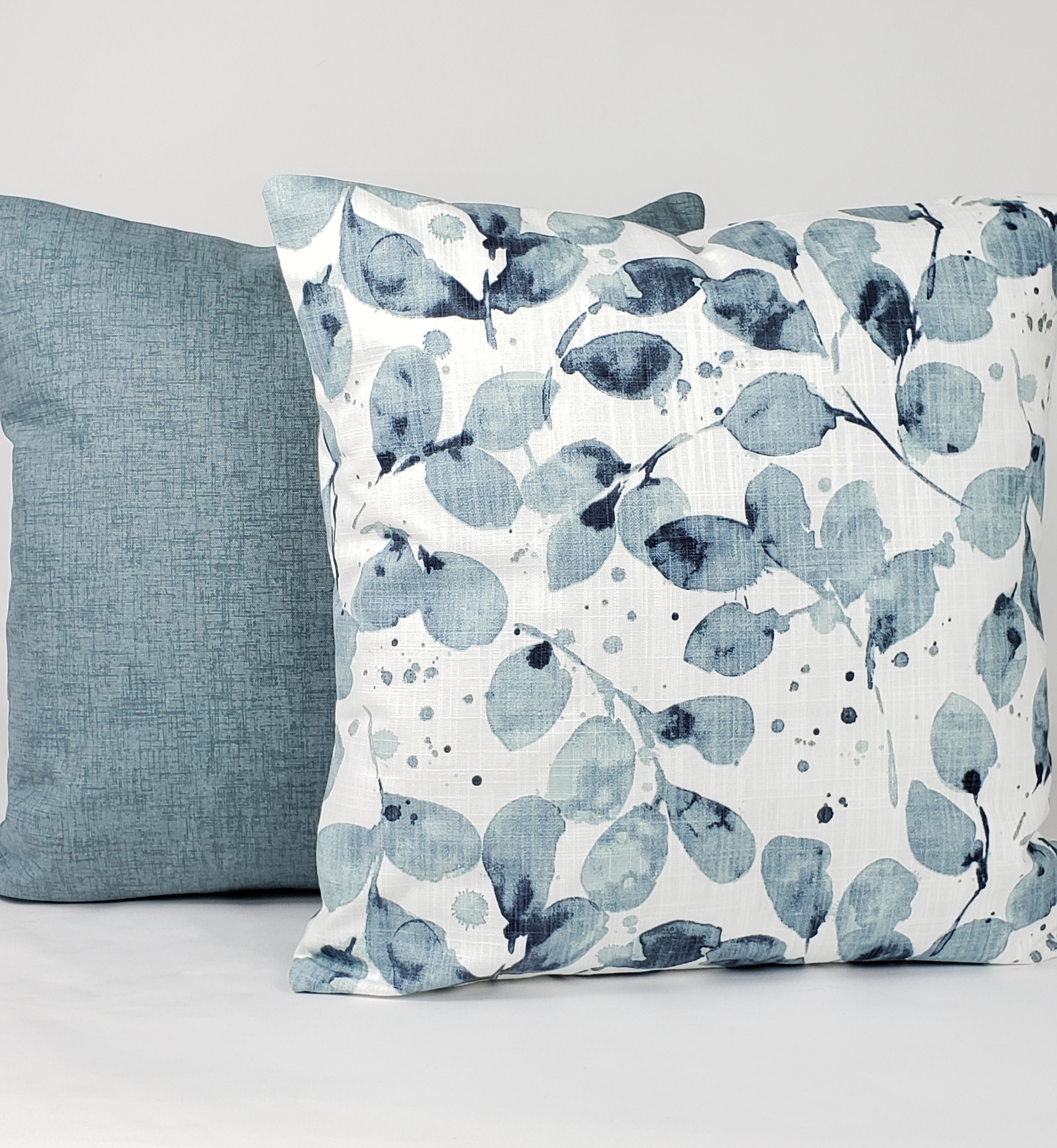 Blue Pillow COVER Leaves/Vine Pillow Cushion Blue White Etsy