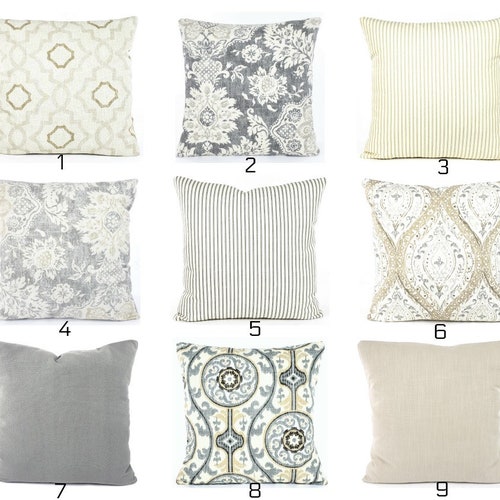 GRAY PILLOWS GREY Throw Pillow Covers Tan Pillows Grey Etsy