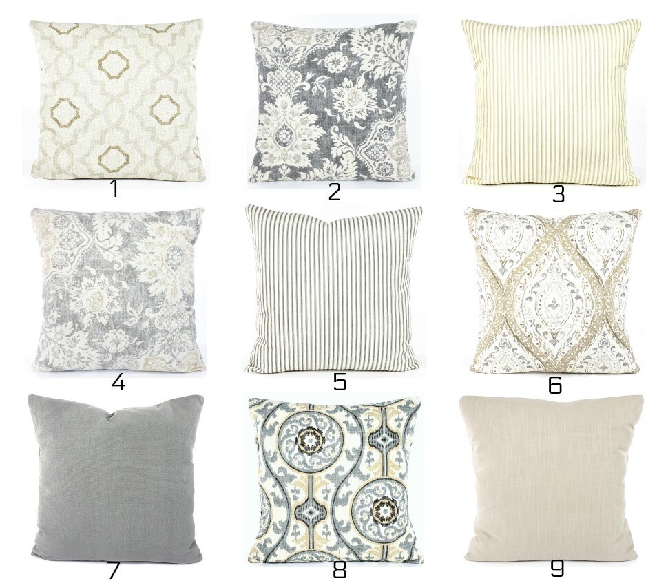 Farmhouse Pillows Gray Tan Throw Decorative Pillow COVERS Magnolia Grey Farmhouse Beige Grey Modern Floral Stripes Suzani Trellis Etsy