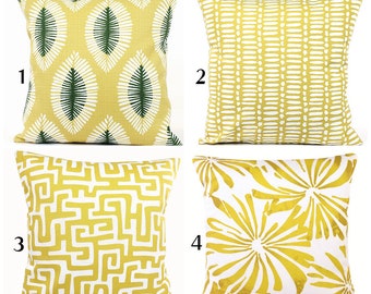 OUTDOOR Yellow Pillow Covers, Coastal Beach Pillow, Yellow Green Porch Deck Throw Pillow All Sizes Mix and Match