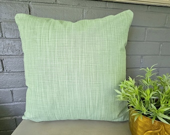 Sage Green Pillow Cover: Textured Slub Cotton Throw Cushion
