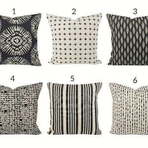 Black Cream Throw Pillows, Modern Textured Linen Couch Pillow, Neutral Euro Shams, Coordinating Urban Pillows, All Sizes Mix and Match