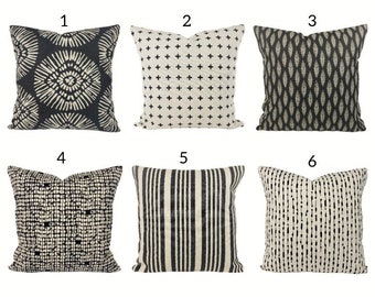 Black Cream Throw Pillows, Modern Textured Linen Couch Pillow, Neutral Euro Shams, Coordinating Urban Pillows, All Sizes Mix and Match