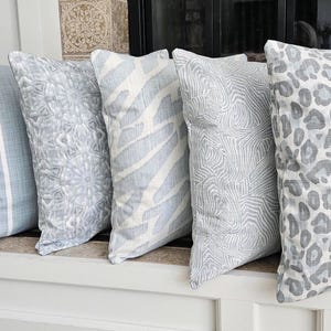 Mineral Blue Pillow Cover: Slub Canvas, Modern Prints