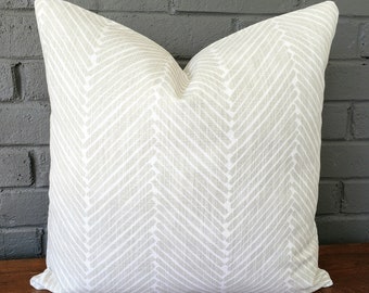 Gray Chevron Pillow Cover: Slub Canvas, Modern Boho Decor