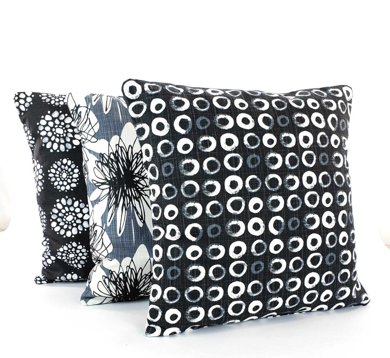 Black Gray Throw Pillows Decorative Cushion Covers Graphite Etsy