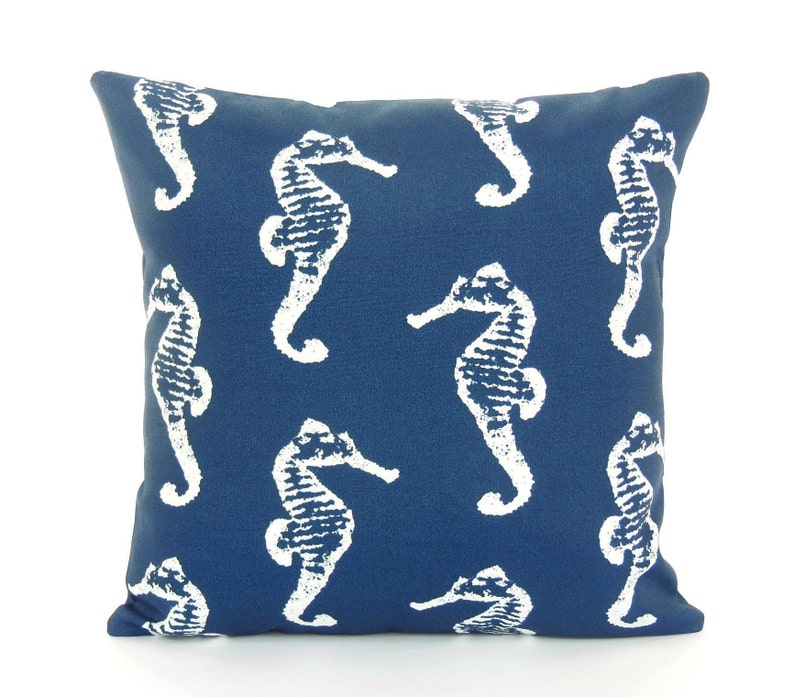 Aqua Navy OUTDOOR toss Pillow COVERS nautical Beach Decor Etsy
