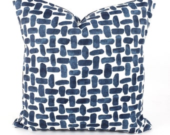 OUTDOOR Navy Pillow Cover Beach Cushion Cottage Porch Decor Ideas, Coastal Navy Blue White Outdoor Pillows- Deck Boat Cushion Accent