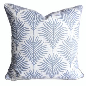 Coastal Blue Palm Pillow Cover Throw Pillow Textured Cushion Bedding Euro Shams Palmetto Mist Modern Cottage Pastel Slub Canvas All Sizes