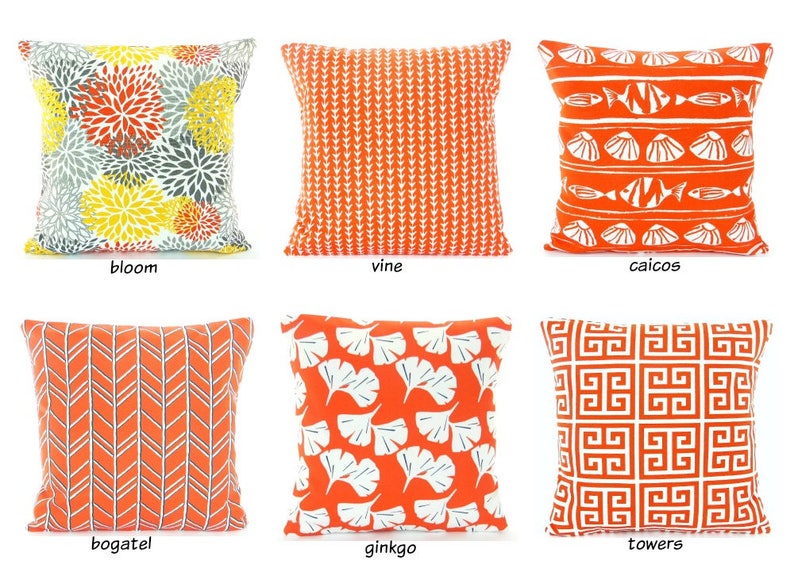 Orange Navy OUTDOOR Throw Pillow Covers Decorative Coastal Etsy