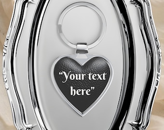 Llavero de corazón personalizado para San Valentín, de cuero negro, de acero inoxidable, regalo único para esposo, novio o para él.