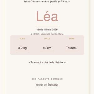 Luxury Editable Birth Announcement PDF | Interactive Baby Girl Keepsake & Baptism Invitation Template