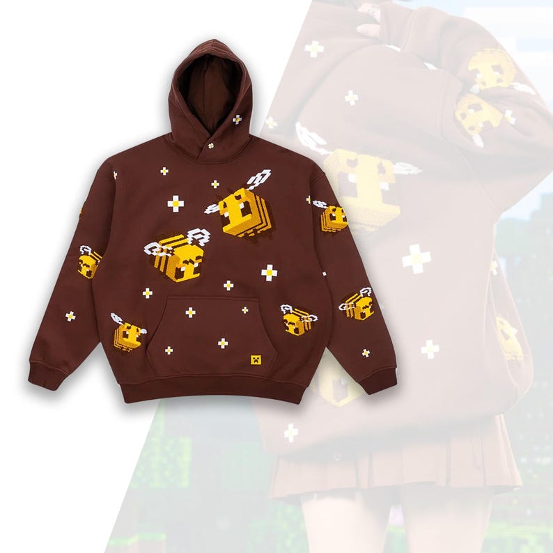 Handmade Brown Pixel Bee Hoodie