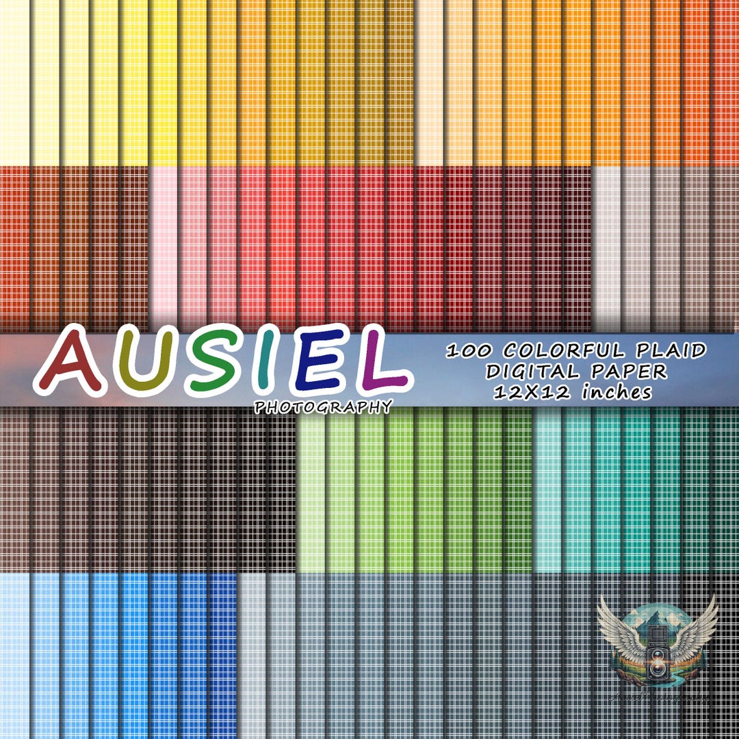 100 Color Plaid Digital Paper Bundle | Seamless Tartan Textures ...