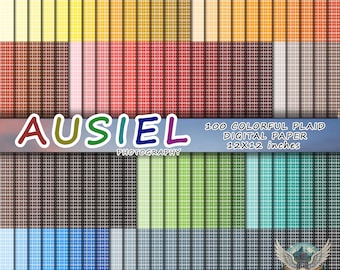 100 Color Plaid Digital Paper Bundle | Seamless Tartan Textures | Colorful Checkered Patterns for Scrapbooking & Design