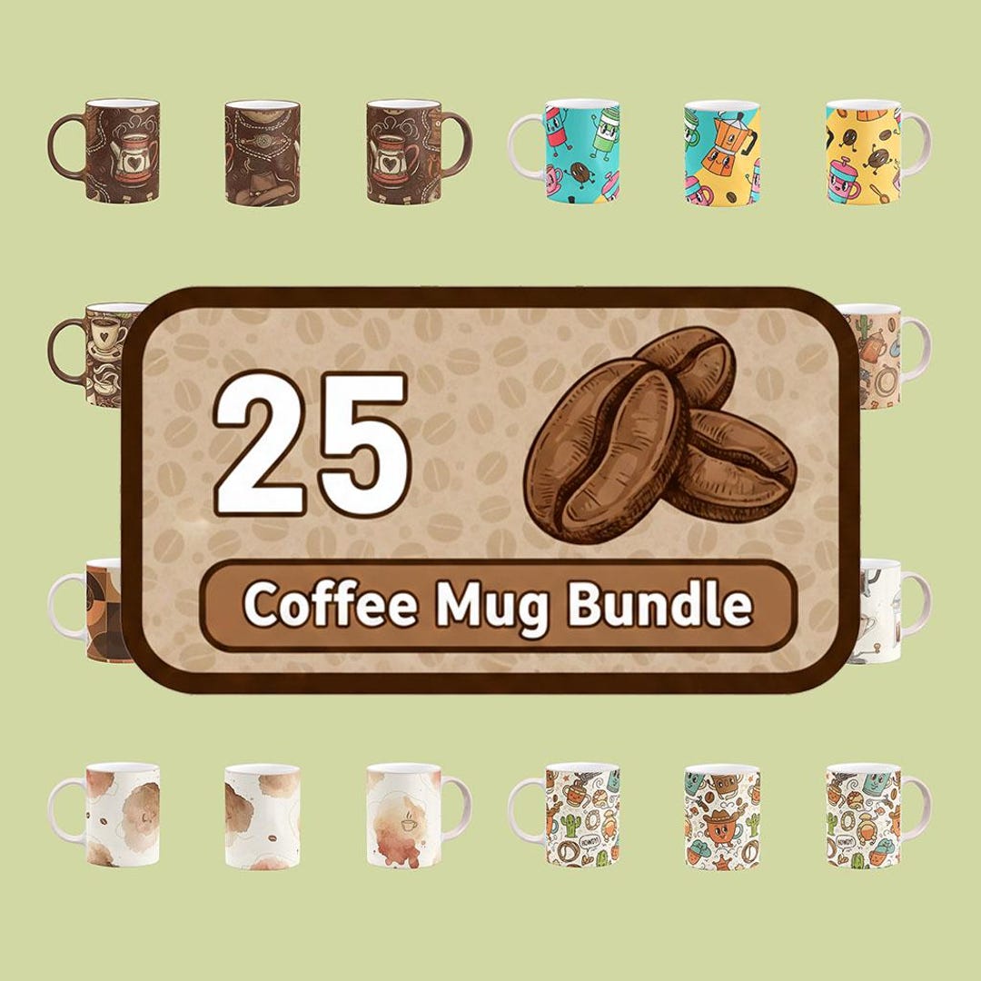 25 Coffee Mug Wrap PNG Bundle | 11oz & 15oz Mug Sublimation Designs ...