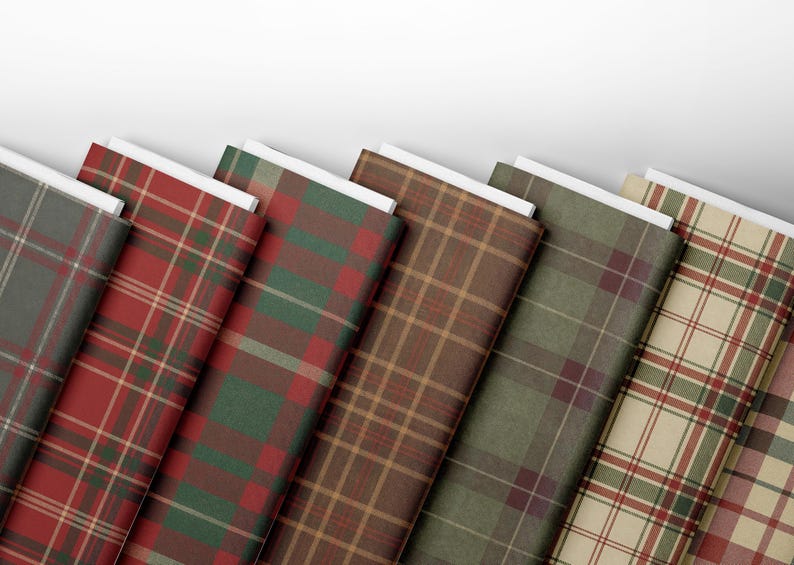 Rustic Christmas Plaid Digital Paper Pack – Seamless Red Green Tartan ...