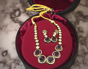 Handmade Kundan Necklace Set | Polki Style Indian Jewelry