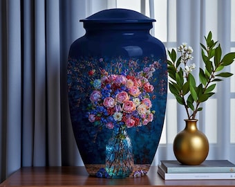 Floral Cremation Urn, Flower Memorial Urn for Ashes, Bouquet Keepsake Urn, Botanical Remembrance Urn, Elegant Sympathy Urn for Human Ashes