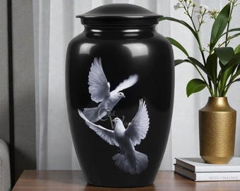 Dove Cremation Urn, White Doves Memorial Urn, Peaceful Funeral Urn for Ashes, Spiritual Remembrance Urn, Eternal Peace Keepsake Urn for Gift
