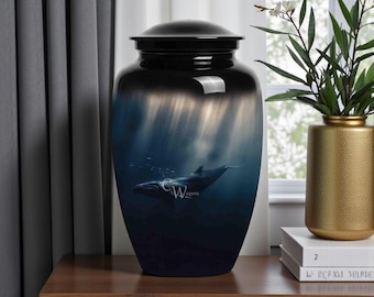 Whale Cremation Urn, Ocean Urn for Ashes, Whale Memorial Urn, Sea Life Keepsake Urn, Peaceful Ocean Tribute Urn box for Human Ashes Gift Urn