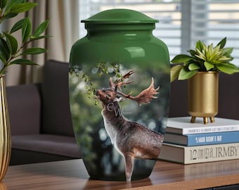 Hirsch Urne, Hirsch Urne für Asche, Wildtier Gedenk Urne, Wald Andenken Urne, Natur inspiriert Tribut, Urne Geschenke, Urne für menschliche Asche